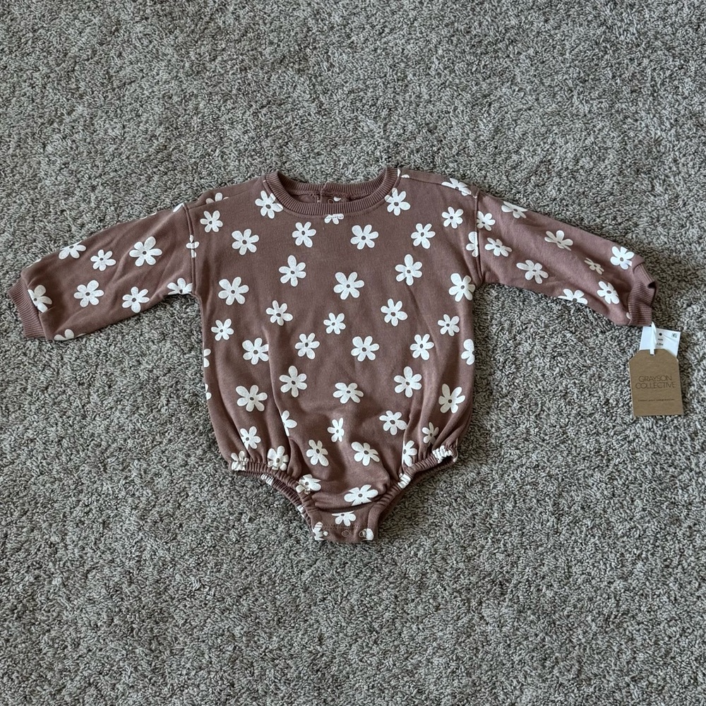NWT Grayson Collective Baby Girls' Bubble Floral Romper | Sz: 12M